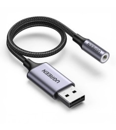 Переходник UGREEN CM477 USB (M) - AUX 3.5 (F) (0.25cm) (Dark Gray) (30757) Переходник UGREEN CM477 USB (M) - AUX 3.5 (F) (0.25cm) (Dark Gray) (30757)