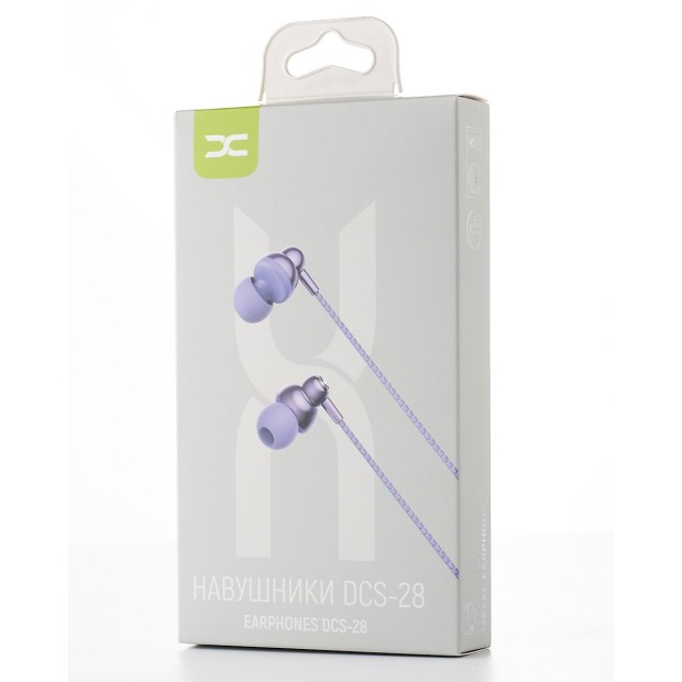 Провідні вакуумні навушники-гарнітура DC DCS-28 (Фіолетові) D Провідні вакуумні навушники-гарнітура DC DCS-28 (Фіолетові) D