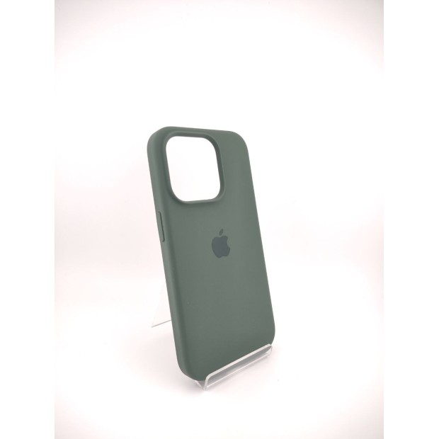 Силіконовий оригінальний чохол круглої форми для Apple iPhone 15 Pro (темний зелений).