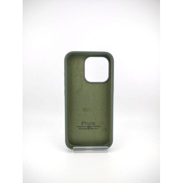 Силіконовий оригінальний чохол круглої форми для Apple iPhone 15 Pro (темний зелений).