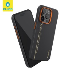 Blueo Fully Wrapped Aramid Fiber Case with MagSafe for Apple iPhone 16 Pro Max (Black / Orange).