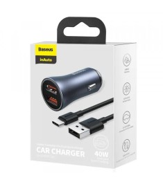АЗП-адаптер Baseus Golden Contactor Pro TZCCJD-A0 40W 2USB + кабель Type-C 1м (С..
