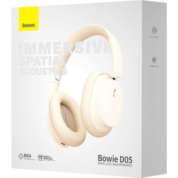 Бездротові накладні навушники-гарнітура Baseus Bowie D05 (Кремово-білі)