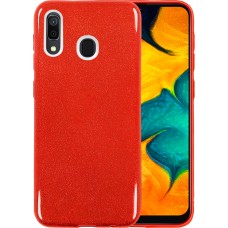 Силіконовий чохол з глітером для Samsung Galaxy A30 (2019) (Червоний)