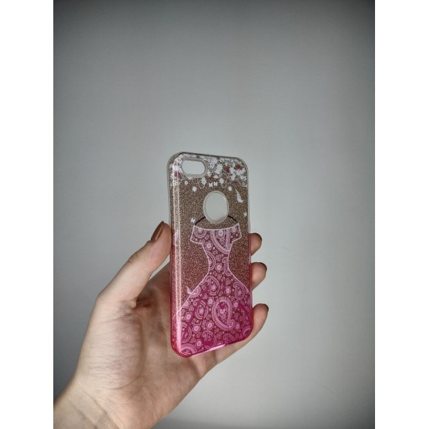 Силикон Glitter Apple iPhone 5 / 5s / SE (Gradient Golden-Pink Dress)