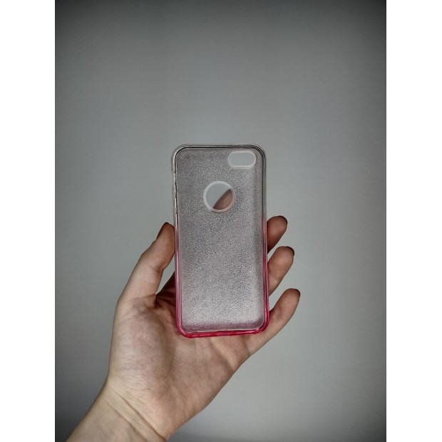 Силіконовий чохол із блискітками для Apple iPhone 5  /  5s  /  SE (перехідний колір – золотисто-рожевий).
