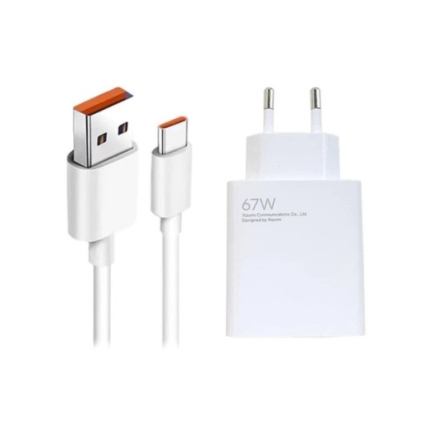 Адаптер живлення Xiaomi Power Adapter Suit 67W (1USB) + кабель Type-C (білий) (оригінальна збірка) K