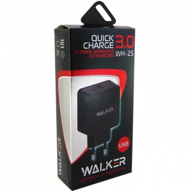 Walker WH-35 3A 18W USB зарядний адаптер (чорний)