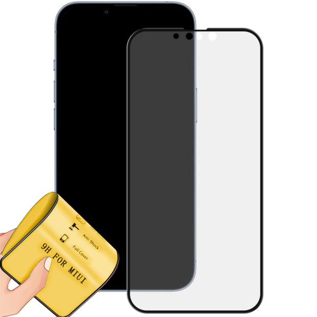 Захисне скло 5D Matte Ceramic для Apple iPhone 13  /  13 Pro  /  14  /  16E Чорне.