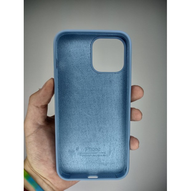 Силіконовий оригінальний чохол круглої форми для Apple iPhone 13 Pro Max (37) блакитного кольору