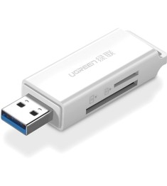 Переходник Card Reader UGREEN CM104 (USB3.0 to TF / SD) (White) (40753)