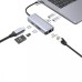 Перехідник USB HUB Proove Iron Link 6-в-1 (Type-C) (2 USB 3.0 /  1 SD / TF /  RJ45 /  1 HDMI) (Сріблястий)