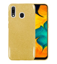 Силіконовий чохол з глітером для Samsung Galaxy A30 (2019) (Золотий).