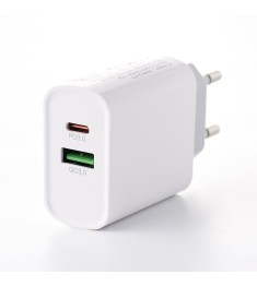 Адаптер СЗУ DC CA-F17 20W (1USB  /  1Type-C) + кабель Type-C - Type-C (Білий) D