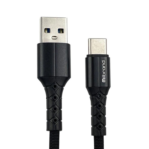 USB-кабель Mibrand Mi-32 Nylon 50см (Type-C) (Чорний)