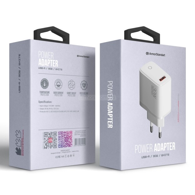 СЗУ-адаптер ArmorStandart AR013 30W (1USB) (Белый)