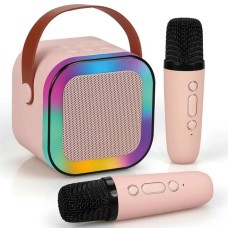 Мікрофон-караоке з колонкою Bluetooth K12 RGB (2 мікрофони) (Бежевий)