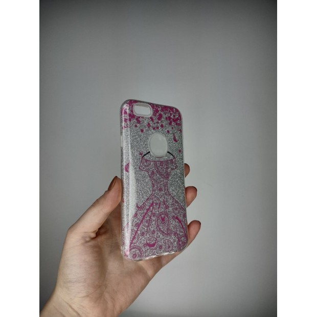 Силикон Glitter Apple iPhone 6 / 6s (Silver Dress 02)