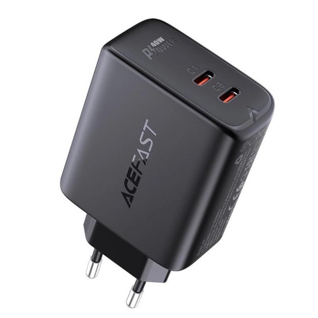 СЗУ-адаптер Acefast A9 40W PD QC 2Type-C 3A (Чёрный) СЗУ-адаптер Acefast A9 40W PD QC 2Type-C 3A (Чёрный)