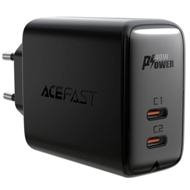 СЗУ-адаптер Acefast A9 40W PD QC 2Type-C 3A (Чёрный) СЗУ-адаптер Acefast A9 40W PD QC 2Type-C 3A (Чёрный)