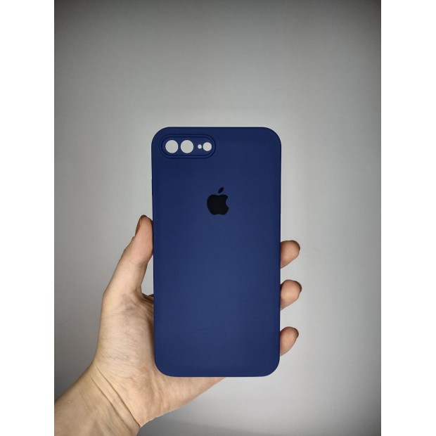 Оригінальний силіконовий чохол для Apple iPhone 7 Plus  /  8 Plus (39) Cosmos Blue квадратної круглої камери.