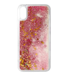 Рідкий силікон для Apple iPhone X  /  XS (Рожеві зірки)