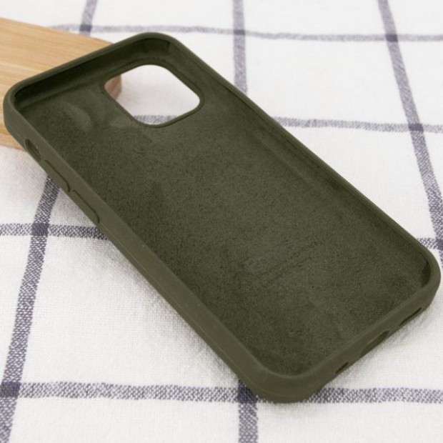 Оливковий силіконовий оригінальний круглий чохол для Apple iPhone 13 (52)