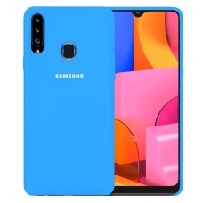 Силіконовий оригінальний чохол з логотипом для Samsung Galaxy A20S (2019) (Блакитний)