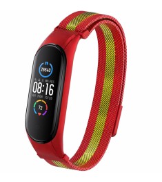 Ремешок Milanese Loop Color Xiaomi Mi Band 5 (Красно-золотой)