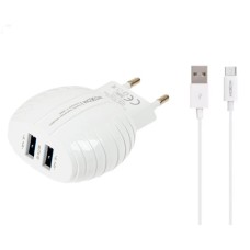 Зарядний пристрій MOXOM HC-02 + MicroUSB-кабель (Білий)