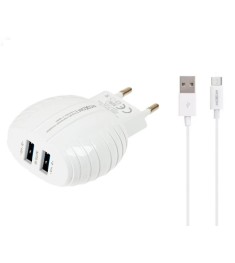 Зарядний пристрій MOXOM HC-02 + MicroUSB-кабель (Білий)