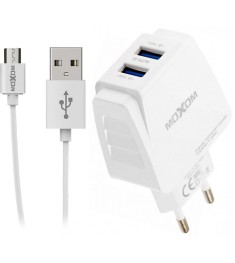 Зарядний пристрій MOXOM HC-02 + MicroUSB-кабель (Білий)