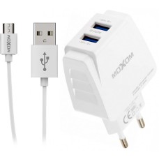 Зарядний пристрій MOXOM HC-02 + MicroUSB-кабель (Білий)