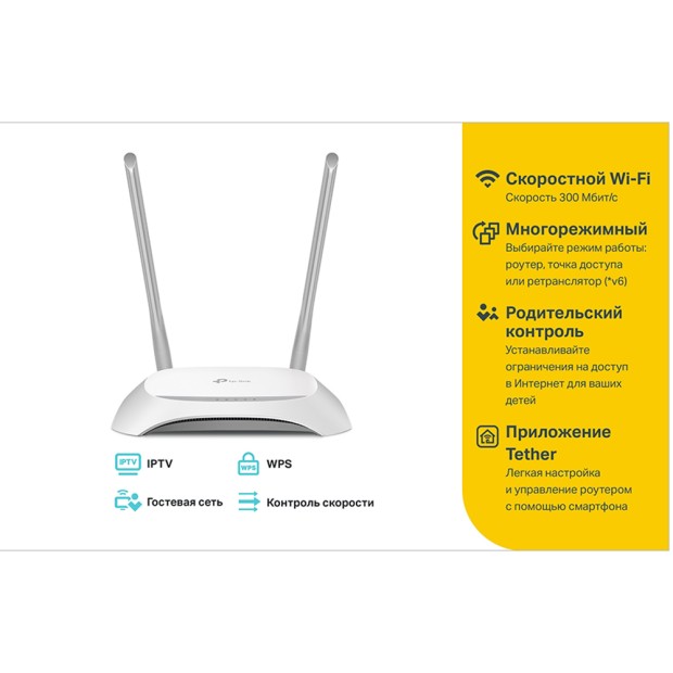 Бездротовий роутер-маршрутизатор TP-Link TL-WR840N 2.4 ГГц
