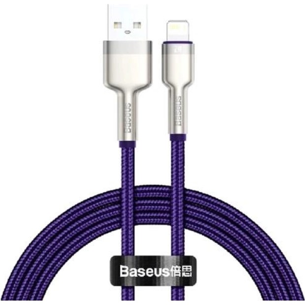USB-кабель Baseus Cafule Metal Data 2.4A (1m) (Lightning) (Фіолетовий) CALJK-A05 USB-кабель Baseus Cafule Metal Data 2.4A (1m) (Lightning) (Фіолетовий) CALJK-A05