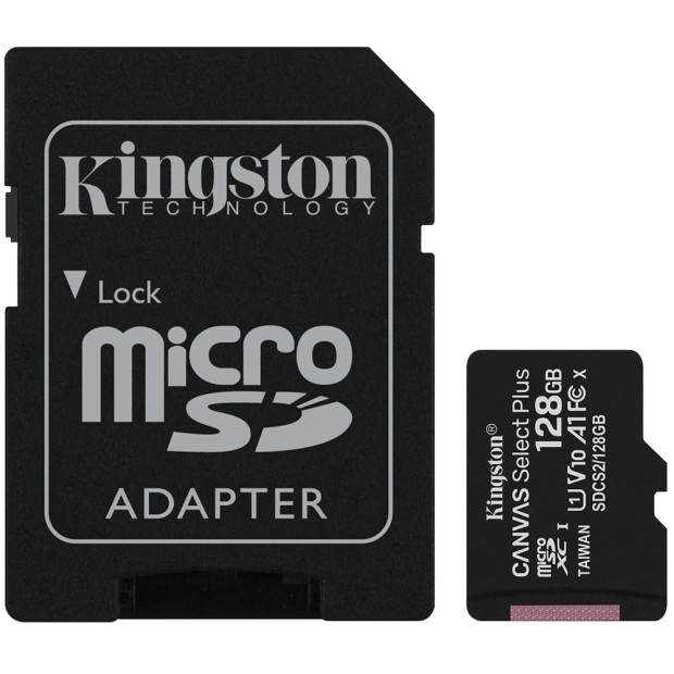 Карта памяти Kingston Canvas Select Plus MicroSDXC 128Gb (UHS-1) (A1) (Class 10) + SD Adapter