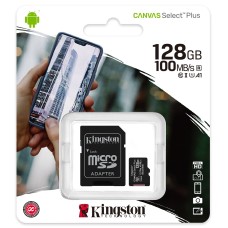 Карта памяти Kingston Canvas Select Plus MicroSDXC 128Gb (UHS-1) (A1) (Class 10) + SD Adapter