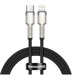 USB-кабель Baseus Cafule Metal Data 20W (1m) (Type-C to Lightning) (Чорний) CATL..