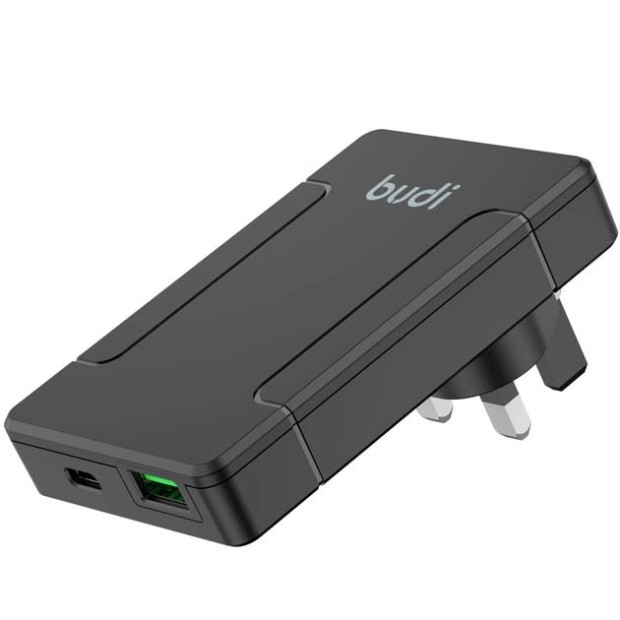 СЗП-адаптер Budi AC337B GaN2Pro 65W (1Type-C / 1USB) (Чорний) U