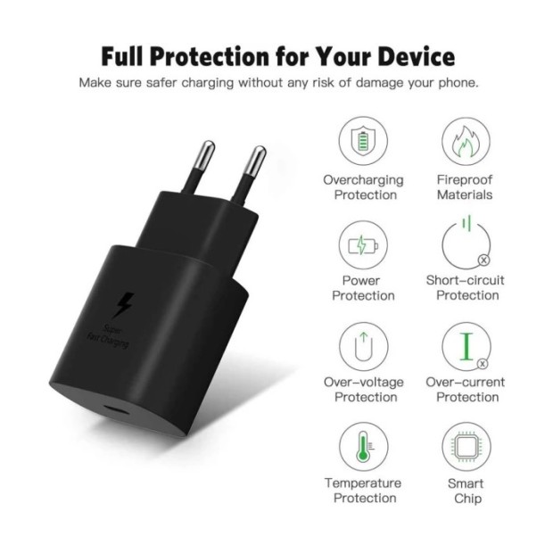 СЗУ-адаптер Samsung EP-TA800NBE 25W (1Type-C) (Black) (Original) K