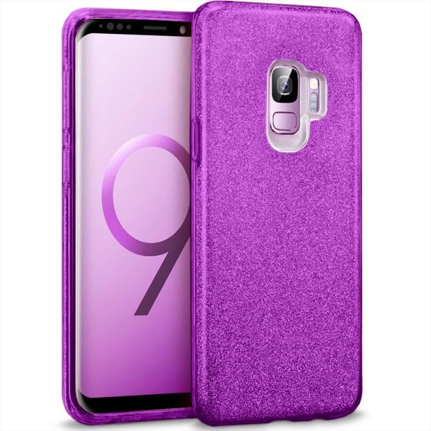 Силіконова накладка з блискітками для Samsung Galaxy S9 (Фіолетова)