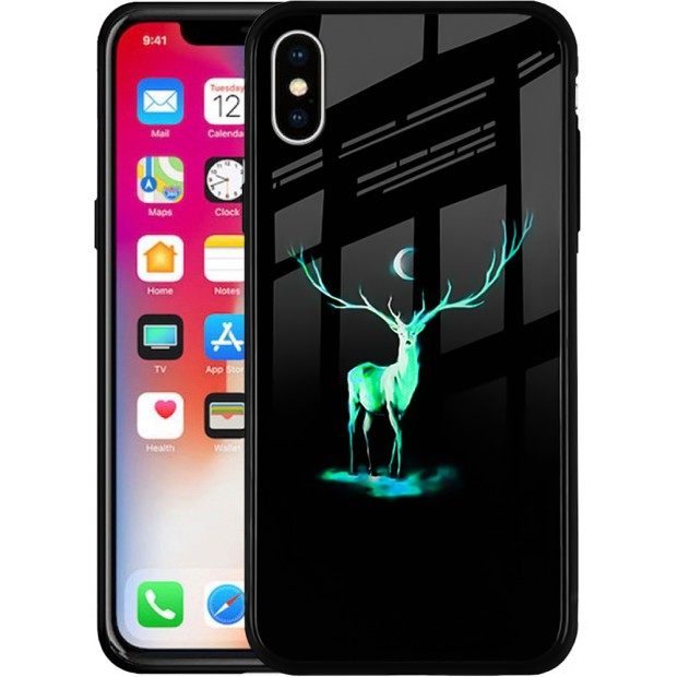 Накладка Luminous Glass Case Apple iPhone XS Max (Deer)