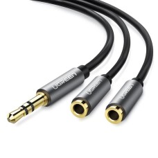 Сплиттер UGREEN AV123 3.5mm - 2 x 3.5mm (20cm) (Black / Grеy) (10780)
