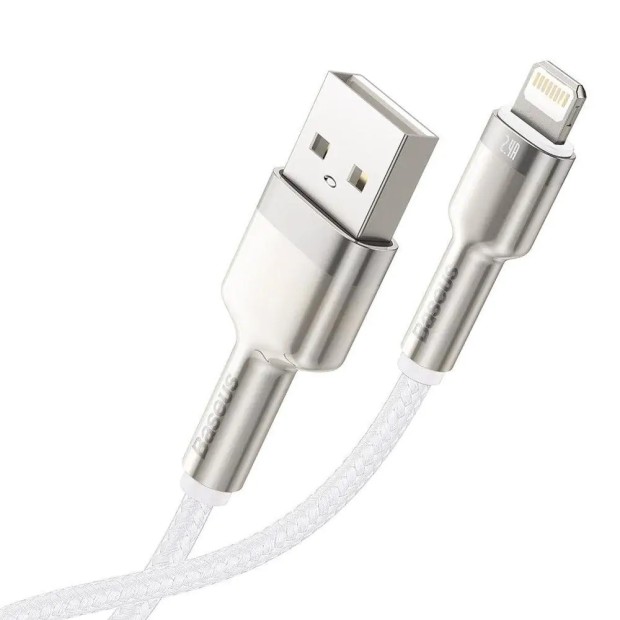 USB Cable Baseus Cafule Metal Data 2.4A (1m) (Lightning) (White) CALJK-A02