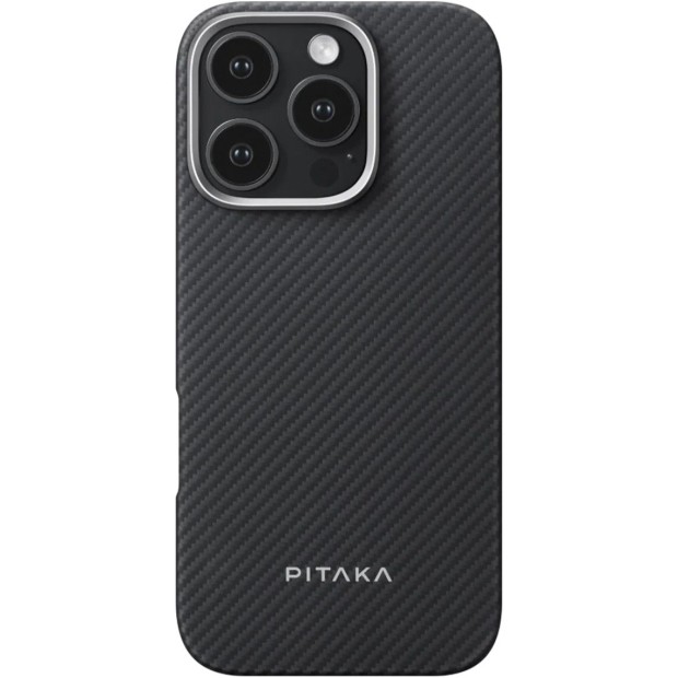 Чохол Pitaka Ultra-Slim Case Classic Twill 600D для Apple iPhone 16 Pro Max (чорний  /  сірий)
