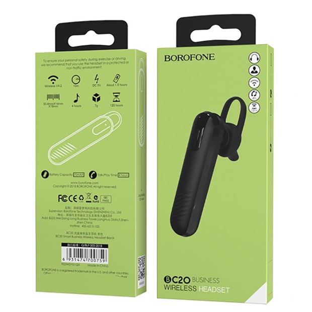Беспроводная моно-гарнитура Borofone BC20 Smart (Чёрный)