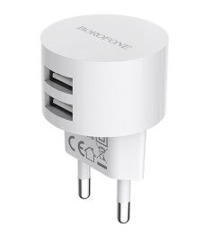 СЗУ-адаптер USB Borofone BA23A 2USB 2.4A (Белый)