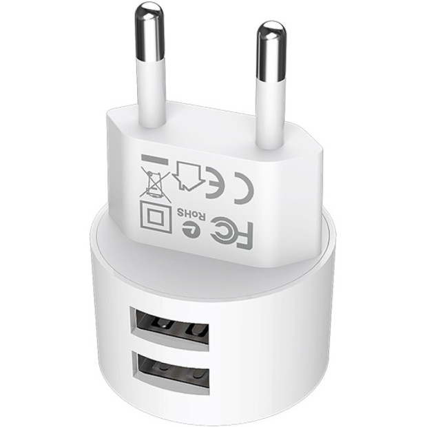 Adapter USB Borofone BA23A 2USB 2.4A (White)