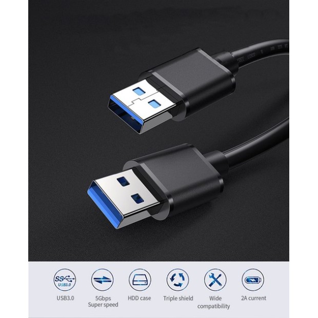 USB-кабель ESSAGER AM-AM (1м) (USB3.0-USB3.0) (Чорний) EXCAA-YT01