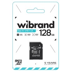 Карта пам'яті Wibrand MicroSDXC 128Гб (Class 10) + SD-адаптер